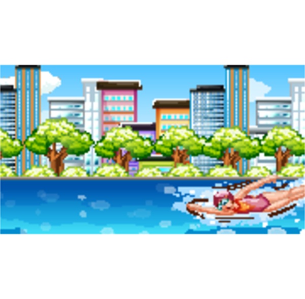 background scene with athletes doing swimming