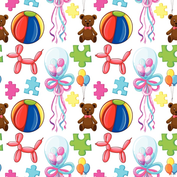 seamless background with balloons and teddy