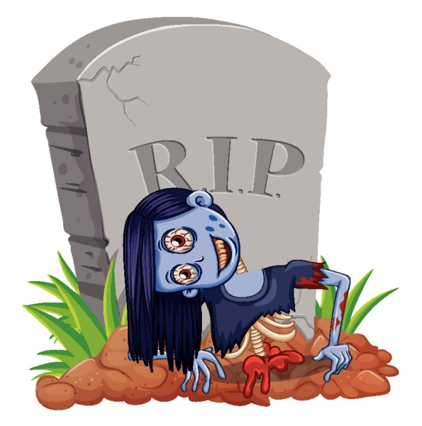 halloween character at gravestone