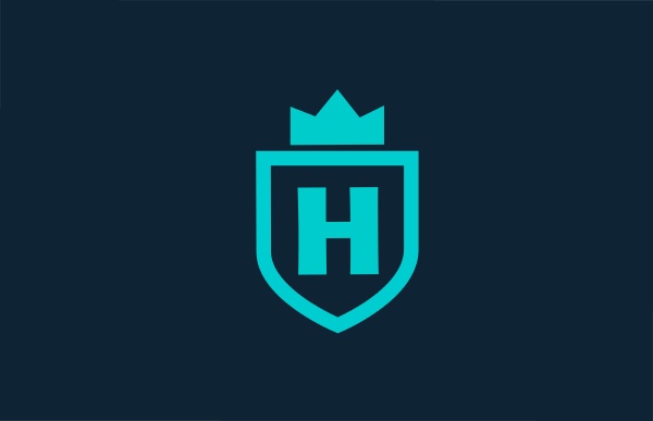 h blue shield alphabet icon logo