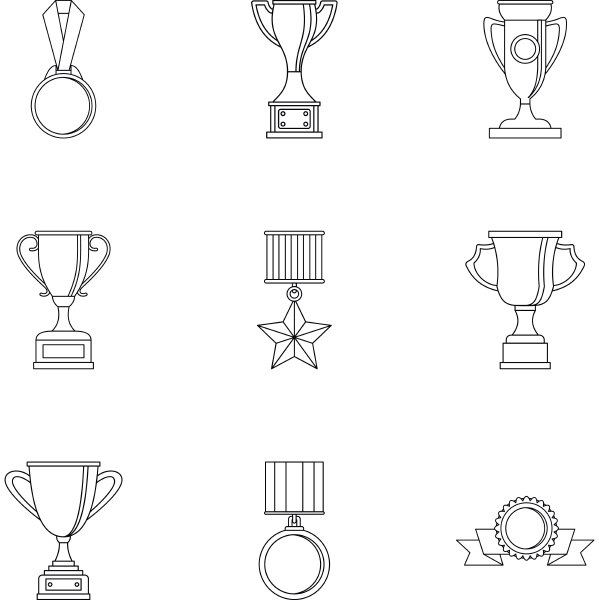 championship icons set outline style