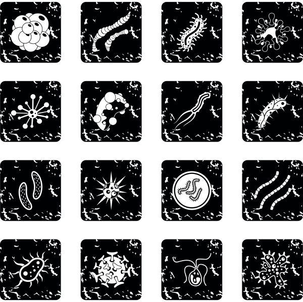 virus bacteria icons set