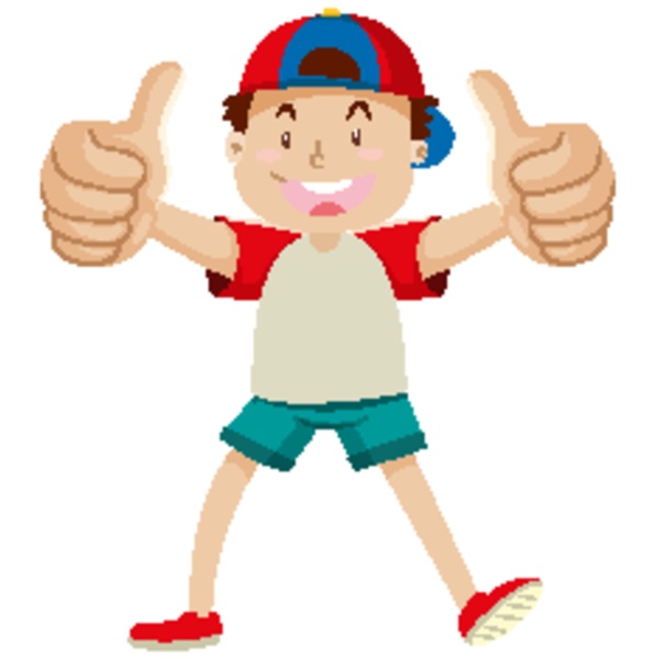 a boy with thumbs up posing