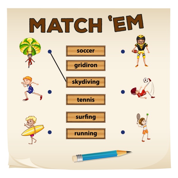 matching game with sport and people
