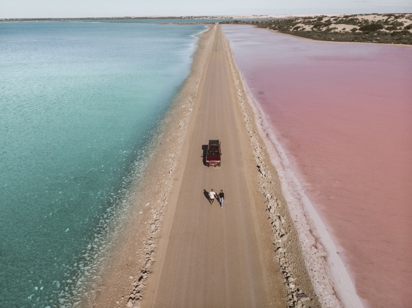 aerial view of the pink lake