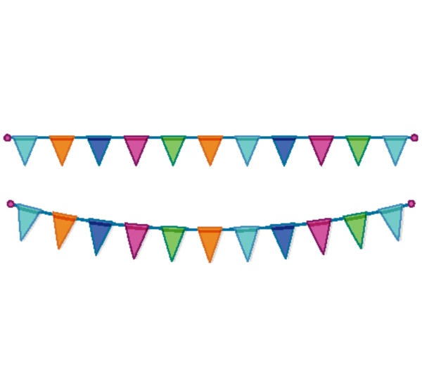 celebrate colorful party flags on white