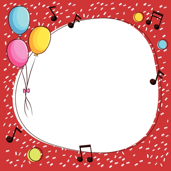 border template with balloons and music