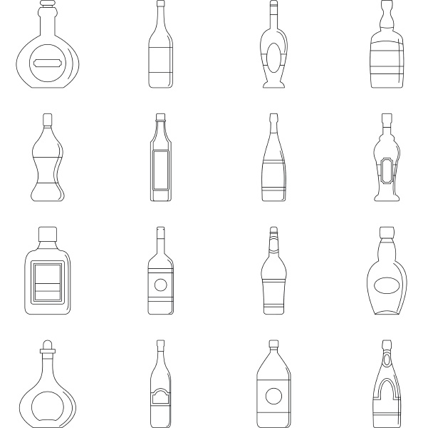 bottle forms icons set outline