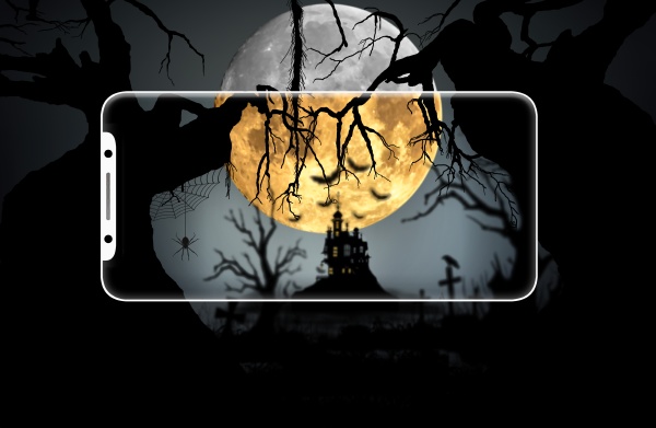halloween night background on smartphone
