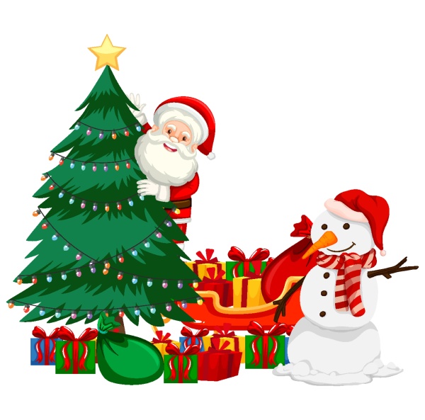 christmas theme with santa and snowman
