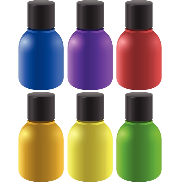 colourful ink bottles