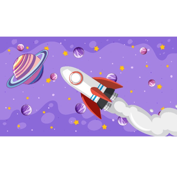 background design with spaceship flying in