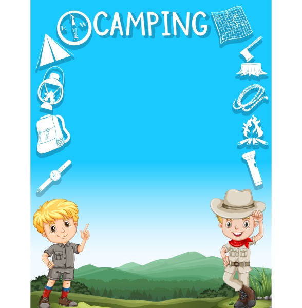 border design with boys in camping