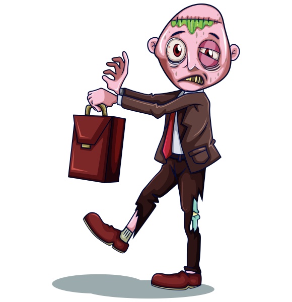 a zombie businessman on white background
