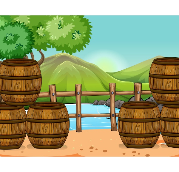 wooden barrels