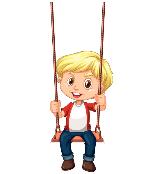 a boy sitting on swing