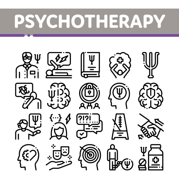 psychotherapy help collection icons set vector
