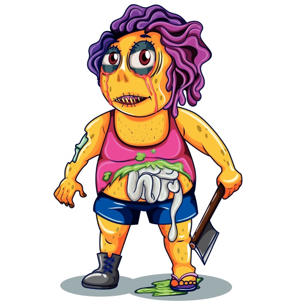 a zombie character on white background