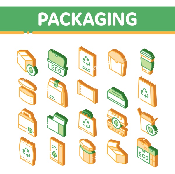 packaging isometric icons set vector