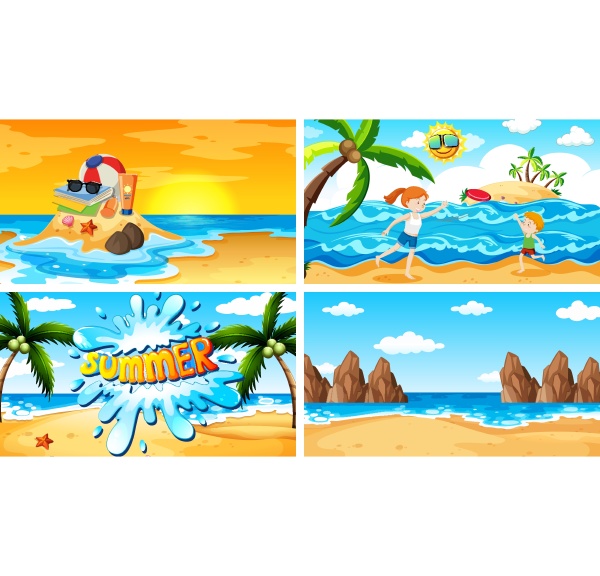 four background scenes with summer on