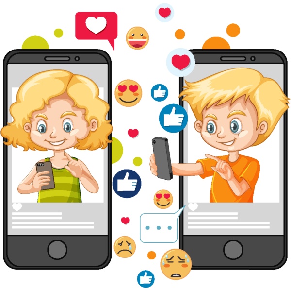 smart phone with social media emoji