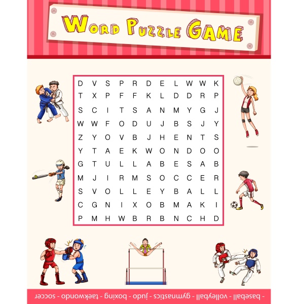 game template with word puzzle about