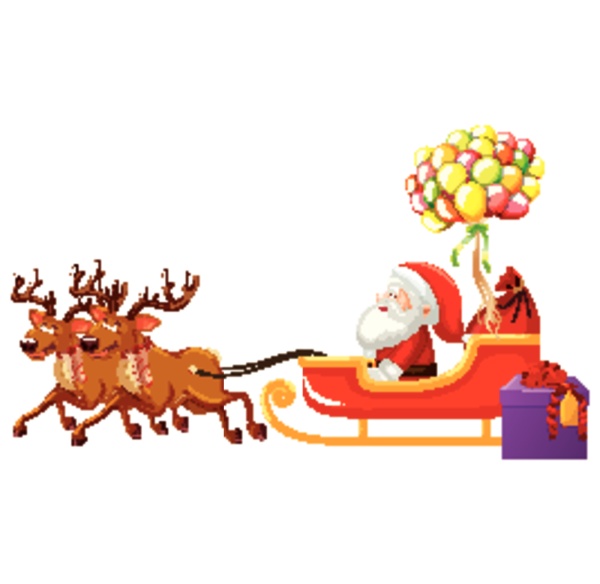 santa claus riding on sleigh with