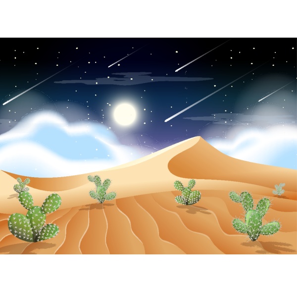 desert with sand mountains and cactus