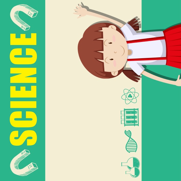 border design with girl and science