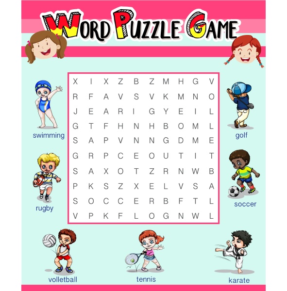 game template with word puzzle