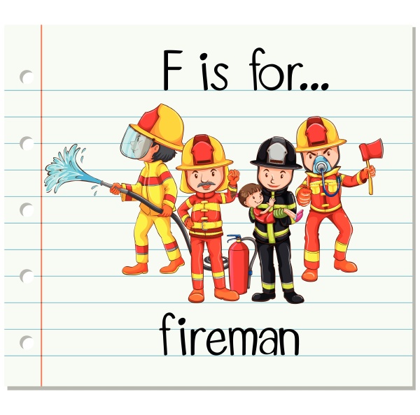 flashcard, letter, f, is, for, fireman - 30334602