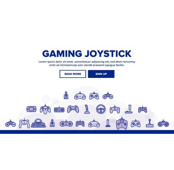 gaming joystick vector thin line icons