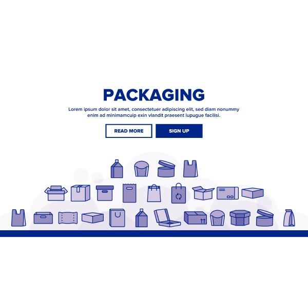 packaging types vector thin line icons