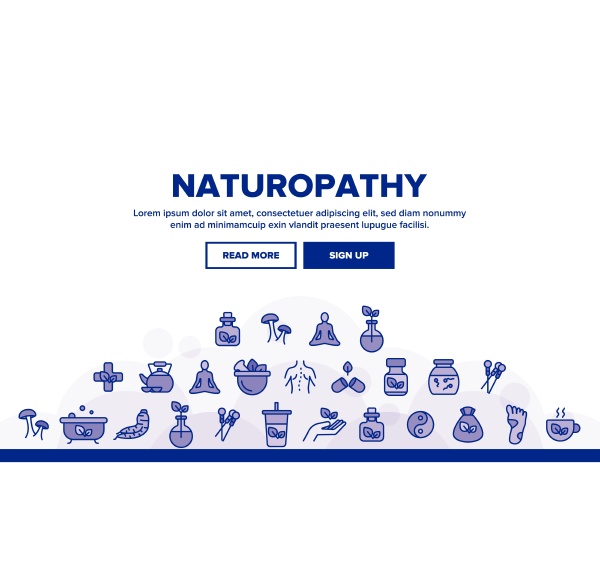 naturopathy therapy vector thin line icons