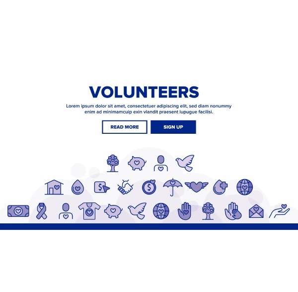 volunteers charity vector thin line
