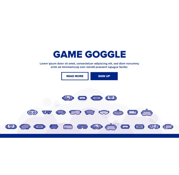 game goggles vector thin line icons