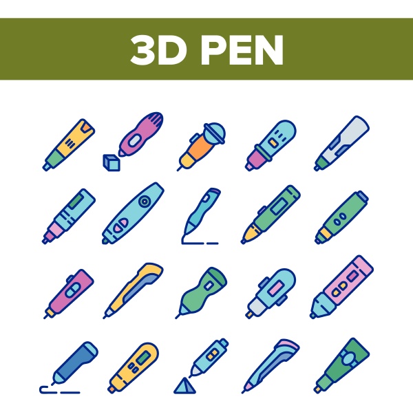 3d pen printing gadget collection icons
