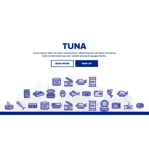 tuna fish products vector linear