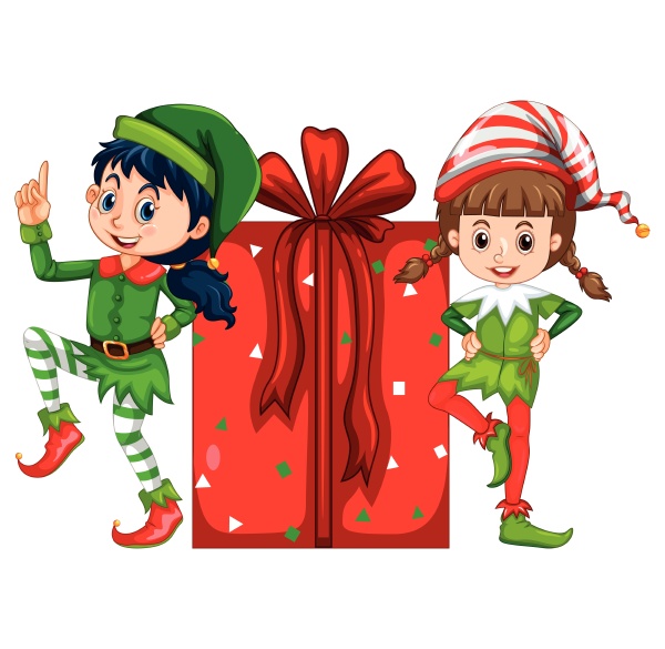two girls dressed in elf costume