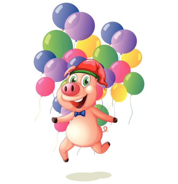 christmas theme with pig and balloons