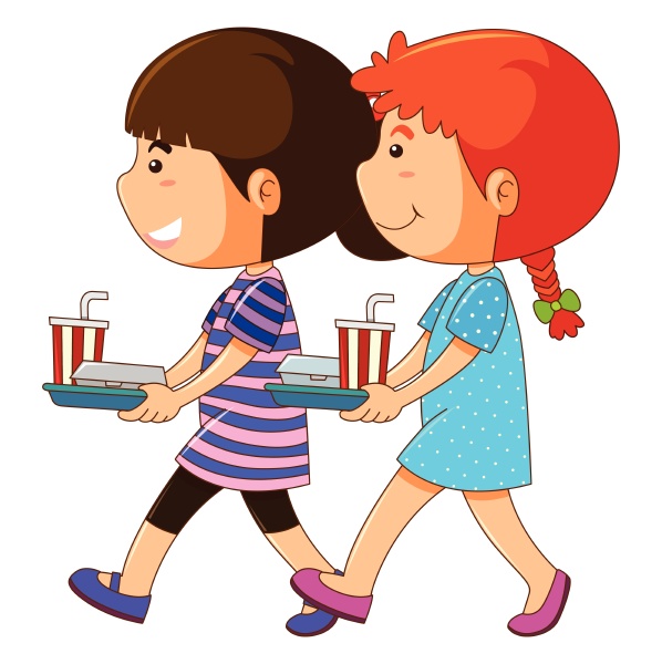 two kids with food tray