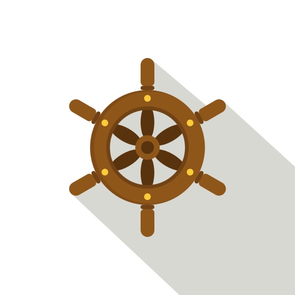 ship wheel icon flat style