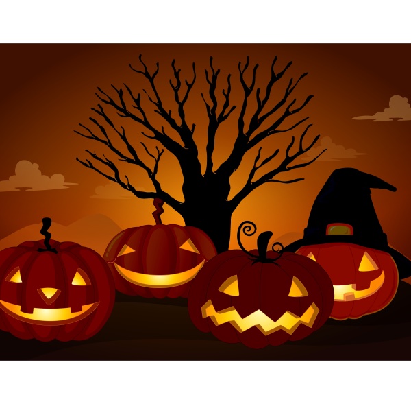 spooky pumpkin on halloween night