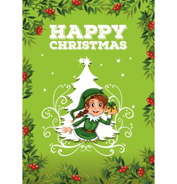 happy christmas theme with elf and
