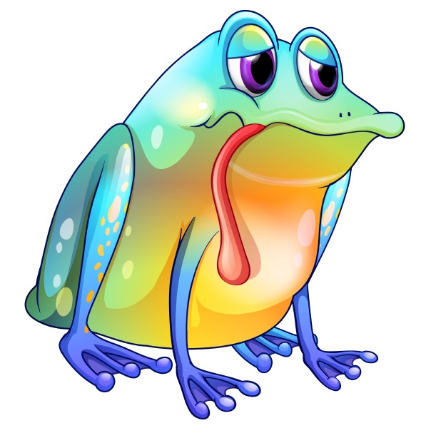 a colorful sad frog
