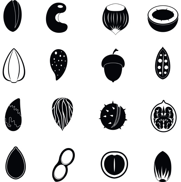 nuts icons set simple style