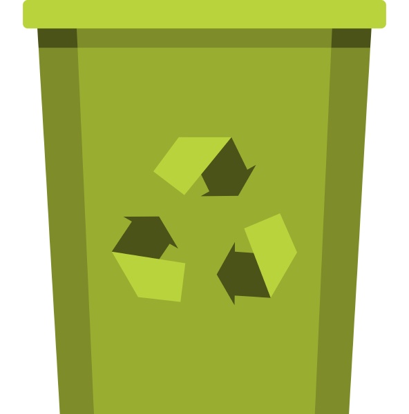 green bin with recycle symbol icon
