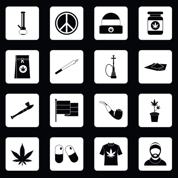 rastafarian icons set squares vector