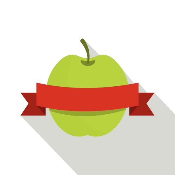green apple with red ribbon icon