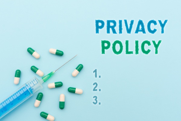 text caption presenting privacy policy